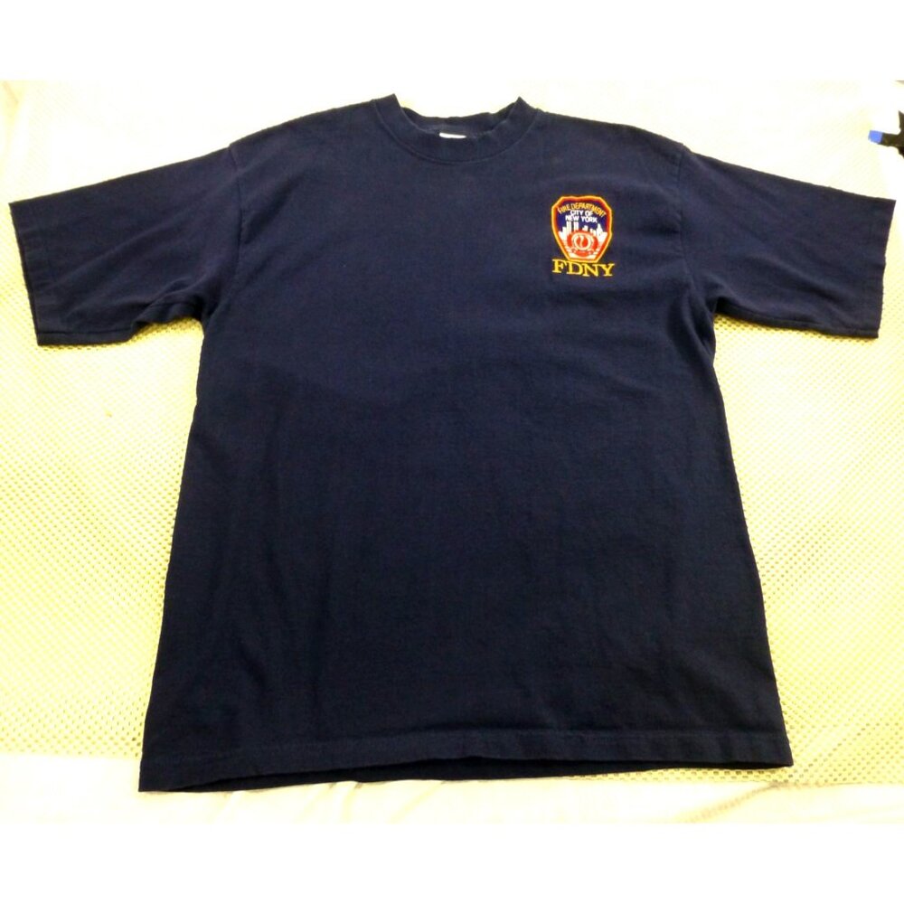 FDNY Fire Department City Of New York Navy Blue T-Shirt‎ Size L (44) All Sport